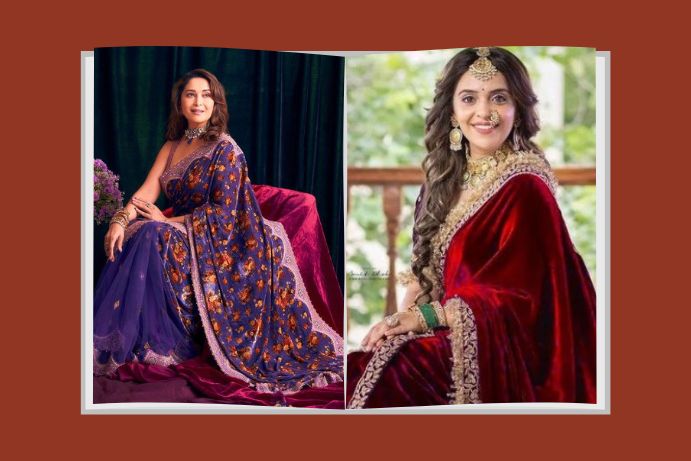 velvet-saree-style-tips-for-winter-wedding-season-in-marathi
